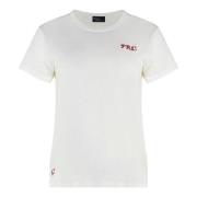 Polo Ralph Lauren Räfflad Bomull Crew-Neck T-shirt White, Dam