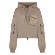 Msgm Bomullshoodie med fickor Beige, Dam