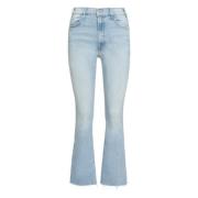 Mother Faded Denim Ankle Fray Jeans Blue, Dam