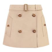 Burberry Bomulls Mini-Kjol med Koordinerat Midjebälte Beige, Dam