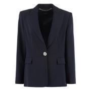 Clips Crepe Blazer med Reverskrage Blue, Dam