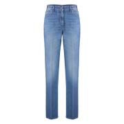 Versace Boyfriend Jeans med Läderlogga Blue, Dam