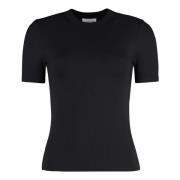 Calvin Klein Räfflad T-shirt med Cut-Out Detaljer Black, Dam