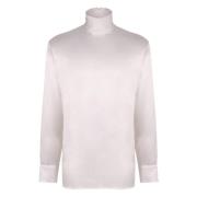 Dolce & Gabbana Silke turtleneck skjorta med knappade manschetter Whit...