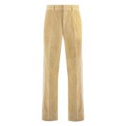 Palm Angels Bomulls Corduroy Byxor med Stripe Beige, Herr