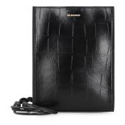 Jil Sander Croco-print läder crossbody väska Black, Dam