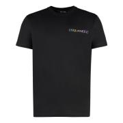 Dsquared2 Räfflad Krage Bomull Crew-Neck T-Shirt Black, Herr