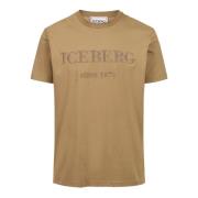 Iceberg Lerfärgad carry-over bomull T-shirt med institutionellt logobr...