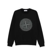 Stone Island Kompass Grafisk Svart Sweatshirt Black, Herr