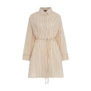 Roberto Collina Beige Randig Blus Klänning Elegant Stil Beige, Dam