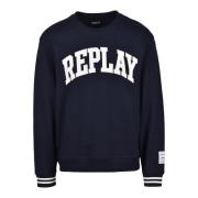 Replay Bomullsblandning Stretchy Sweatshirt Blue, Herr