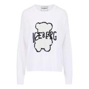 Iceberg Vit crew neck tröja i super tunn bomull White, Dam