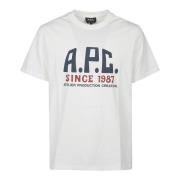 A.p.c. Ekologisk Bomull Print T-shirt White, Herr