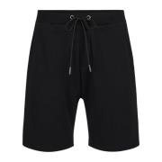 Iceberg Svarta smala Bermuda-shorts i bomullsfleece med björntryck Bla...