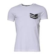 Dolce & Gabbana Vit Randig Crew Neck T-shirt White, Herr