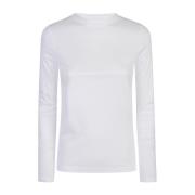 Eleventy Långärmad Tencel Bomull T-shirt White, Dam