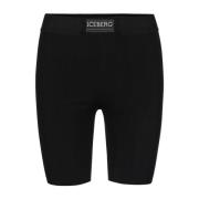 Iceberg Svarta Active Bermuda-shorts i stretchviskos med logotyp Black...