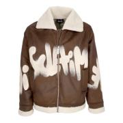 Disclaimer Brun Shearling Logo Jacka Brown, Herr