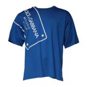 Dolce & Gabbana Blå Bomull Crew Neck T-shirt Blue, Herr