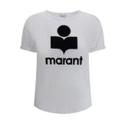 Isabel Marant Étoile Logotyp T-shirt med uppvikta ärmar White, Dam