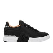 Philipp Plein Svarta Nappa Sneakers med Hexagon Patch Black, Herr