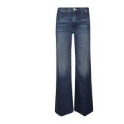 Mother Twister Sneak Fray Jeans Blue, Dam