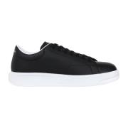 Armani Exchange Svarta Avslappnade Lädersneakers för Män Black, Herr