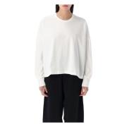 Studio Nicholson Vit Loop T-shirt med Stiliga Detaljer White, Dam