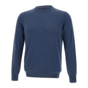 Kangra Blå Ull Cashmere Crew Neck Tröja Blue, Herr