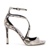 Jimmy Choo Python Print Lädersandaler med Stiletto Häl Gray, Dam