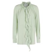 Victoria Beckham Ruffle Blus Green, Dam