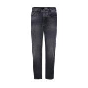 Haikure Svarta Slim Fit Jeans med Distressed Effekt Black, Herr