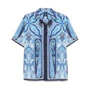 Etro Blå Pegaso Motif Knappskjorta Blue, Herr