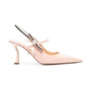 Mach & Mach Kristall Patentläder Slingback Skor Pink, Dam