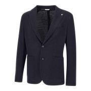 Manuel Ritz Blå Textured Blazer med Revers Blue, Herr