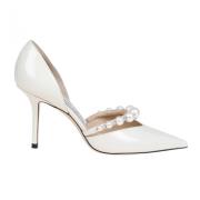 Jimmy Choo Pärlband Lackläder Pumps White, Dam