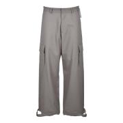 Off White Polyester Casual Byxor Gray, Herr