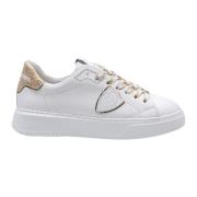 Philippe Model Vit/Guld Läder Sneakers Snörning White, Dam