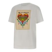 Etro Vit Bomull T-shirt med Logotyptryck White, Dam