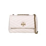 Tory Burch Chevron Läder Axelväska Kräm Beige, Dam