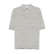 Lardini Heather Grey Polo Shirt Ribbed Cuffs Gray, Herr