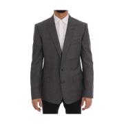 Dolce & Gabbana Elegant Martini Rutig Ullblazer Gray, Herr