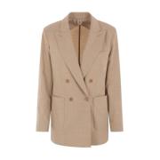 Max Mara Dubbelknäppt ullblandad sandjacka Beige, Dam