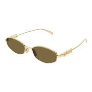 Gucci Brun Lins Guldram Solglasögon Gg1802S Yellow, Dam