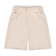 Bruuns Bazaar Veganläder Shorts med Nitar Beige, Dam