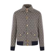 Valentino Garavani Jacquard Cardigan Sweaters Blue, Herr