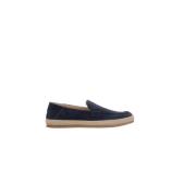 Stuart Weitzman Blå Mocka Platta Moccasin Skor Blue, Herr