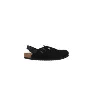 Birkenstock Svarta Mocka Platta Slingback Skor Black, Herr