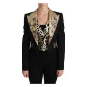 Dolce & Gabbana Lyxigt Blommigt Jacquard Svart Guld Ensemble Black, Da...