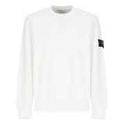 Stone Island Vit Bomullssweatshirt med Logopatch White, Herr